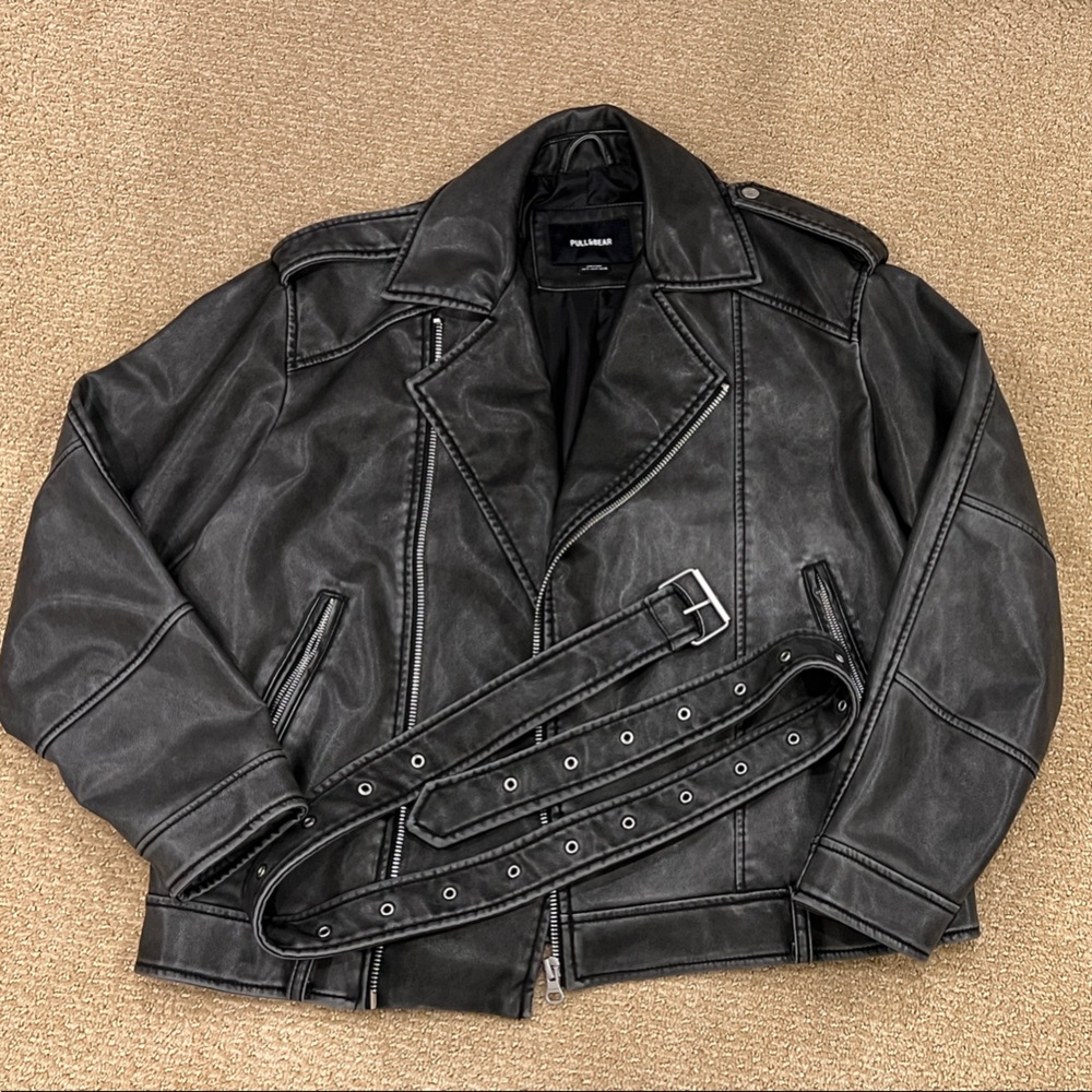 Pull&Bear Dark Gray Biker Jacket for Men - Picture 8 of 8